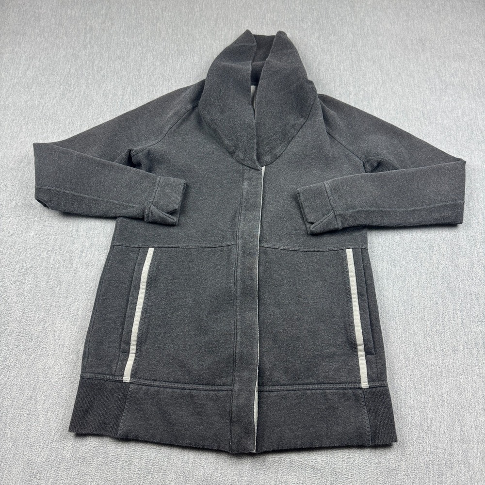 Lululemon Jacket Womens 4 Heathered‎ Gray Yin To My Yang Cardi Fleece Snap Front